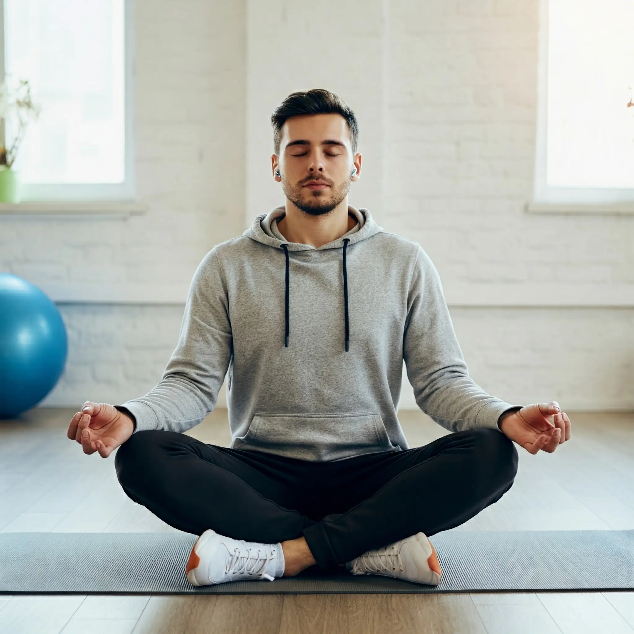 A guy practicing mindfulness