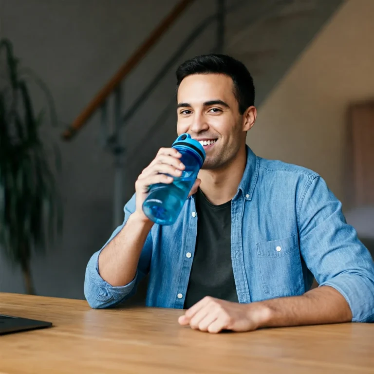 Young Man drinking water to practice a healthy lifestyle